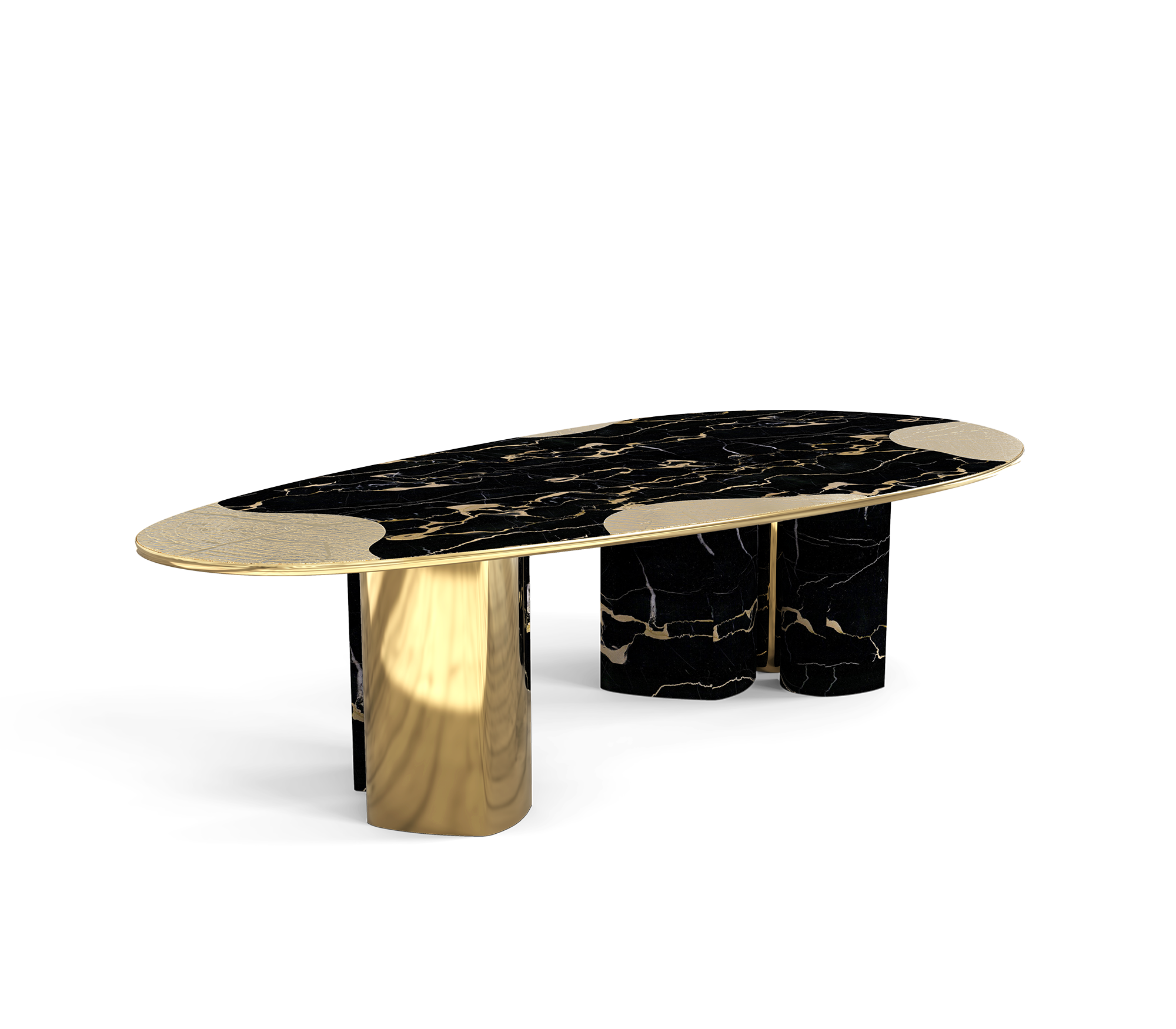 Athena Portoro Marble & Gold Dining Table
