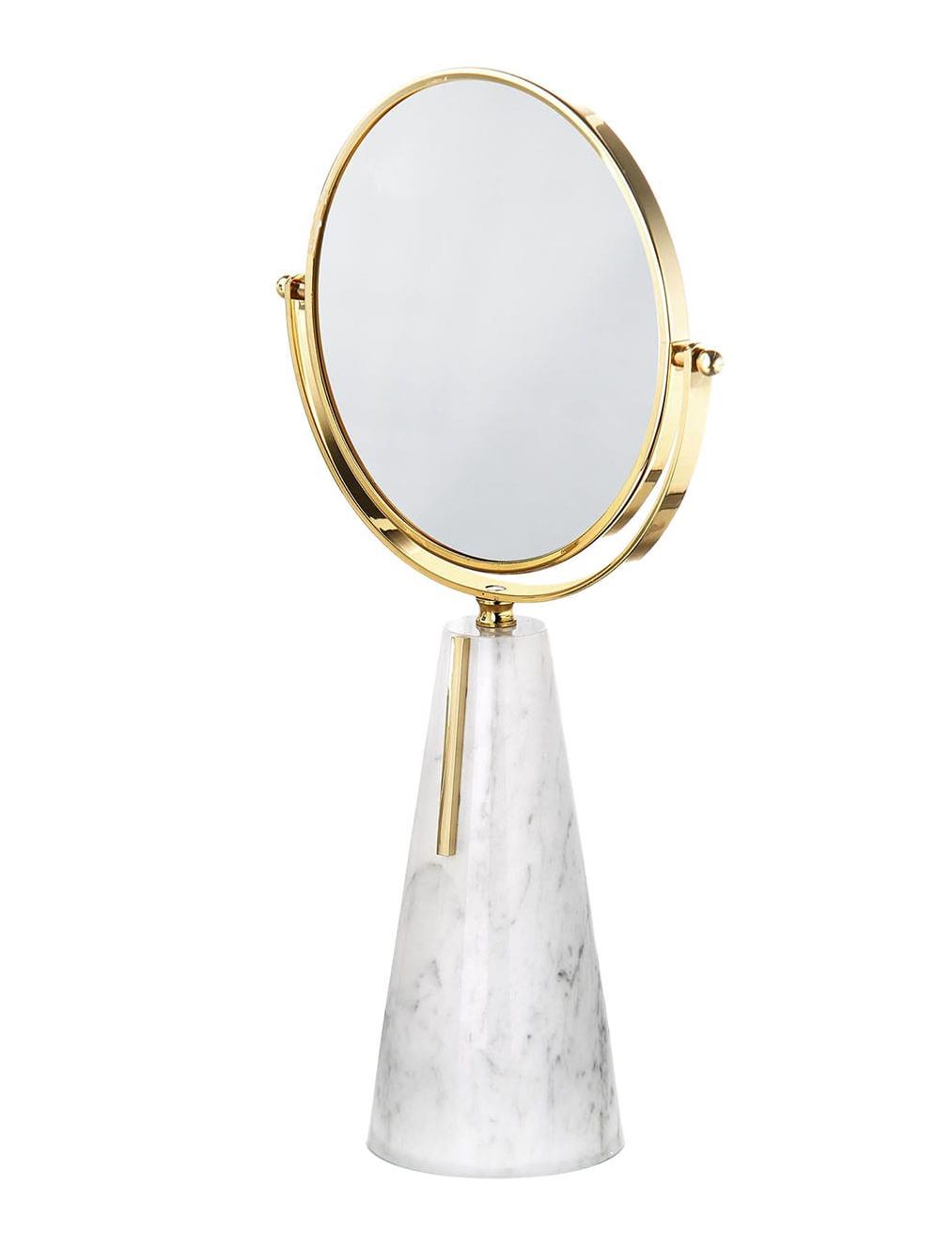 Carrara Table Mirror in 24K Gold Brass