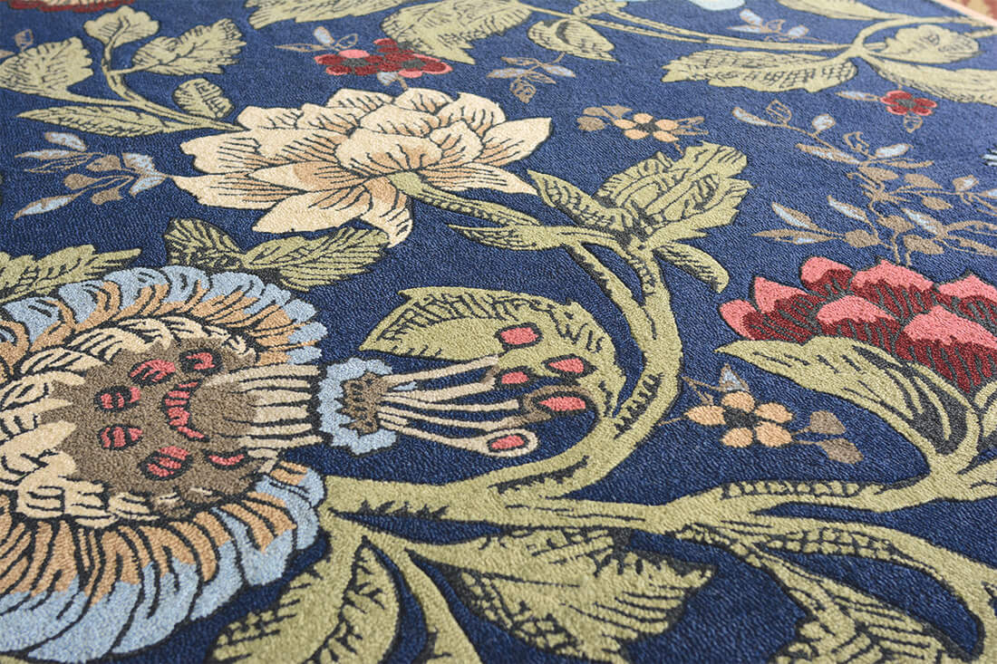 Passion Flower Navy Premium Rug
