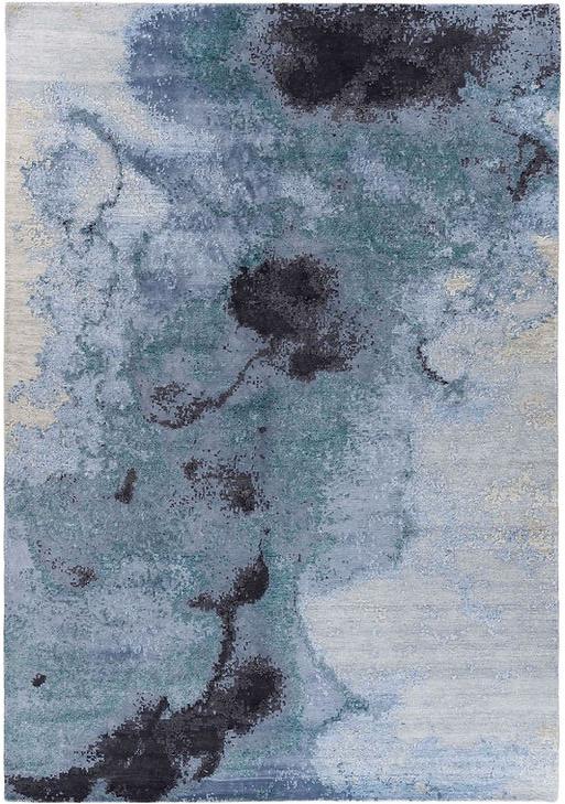 Handmade Luxury Abstract Blue Rug