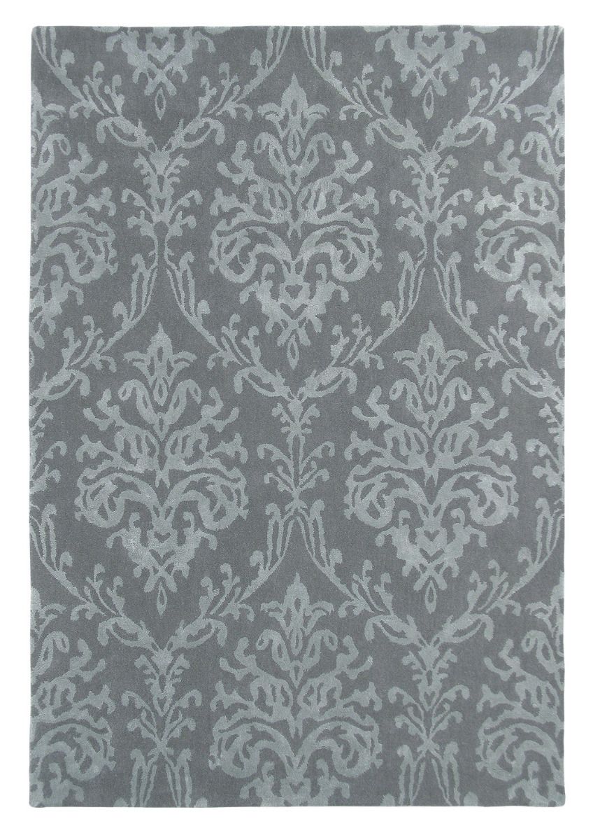 Riverside Damask Pewter Handwoven Rug | Size: 5' 7