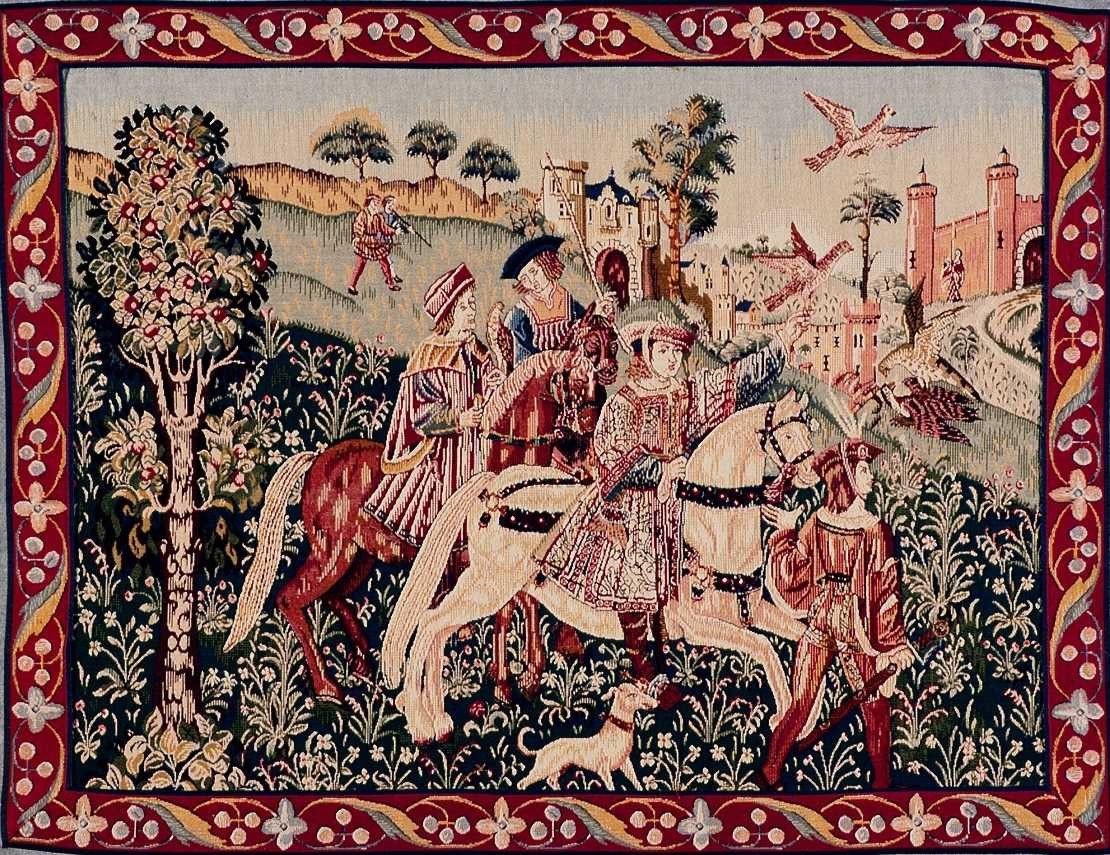 Return from the Hunt with Decorative Border Tapestry