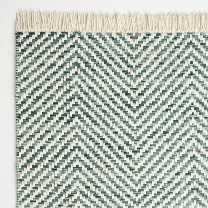 Hand-Woven Wool Green Rug