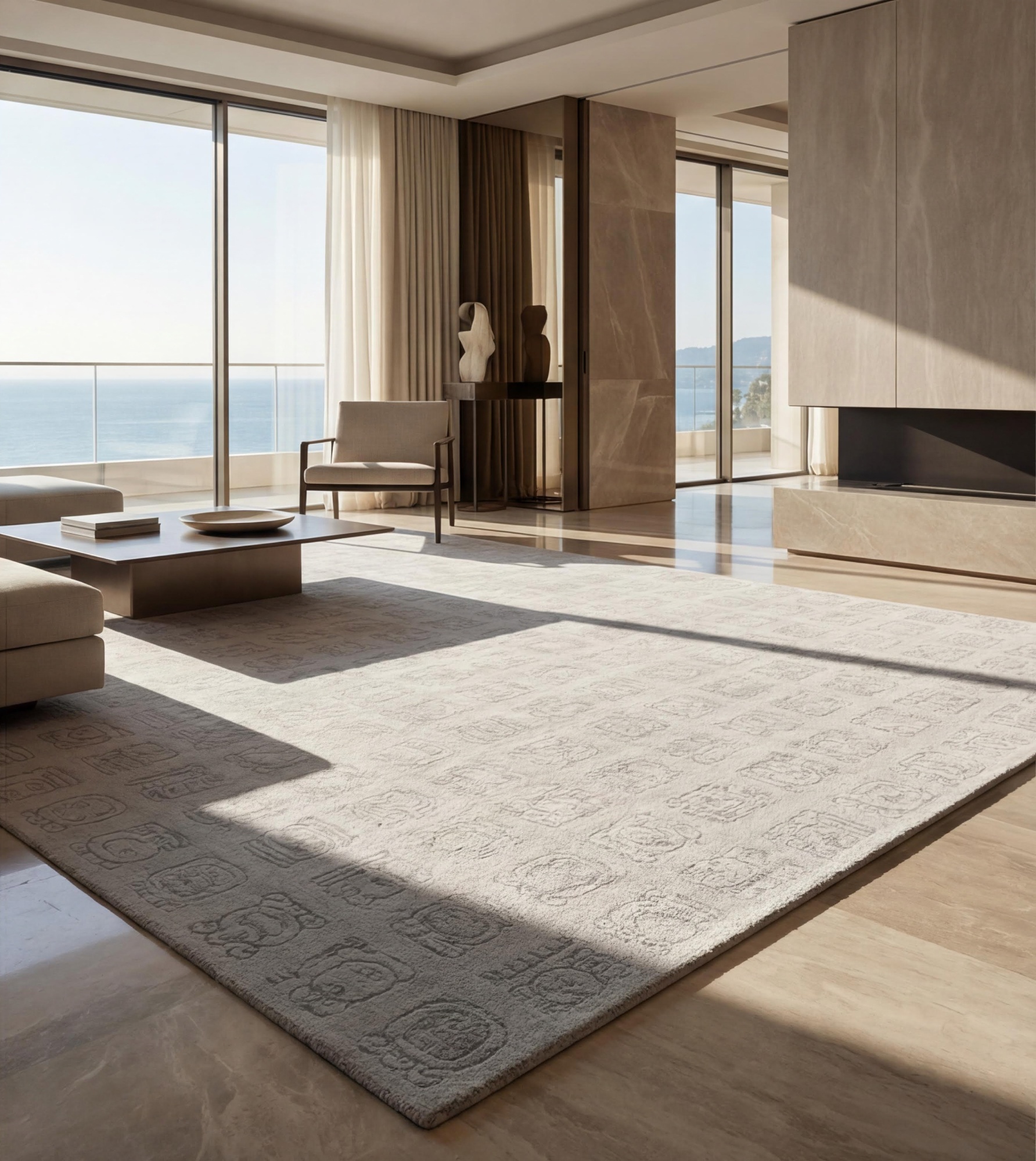 Symbol Grid Grey Handcrafted Rug