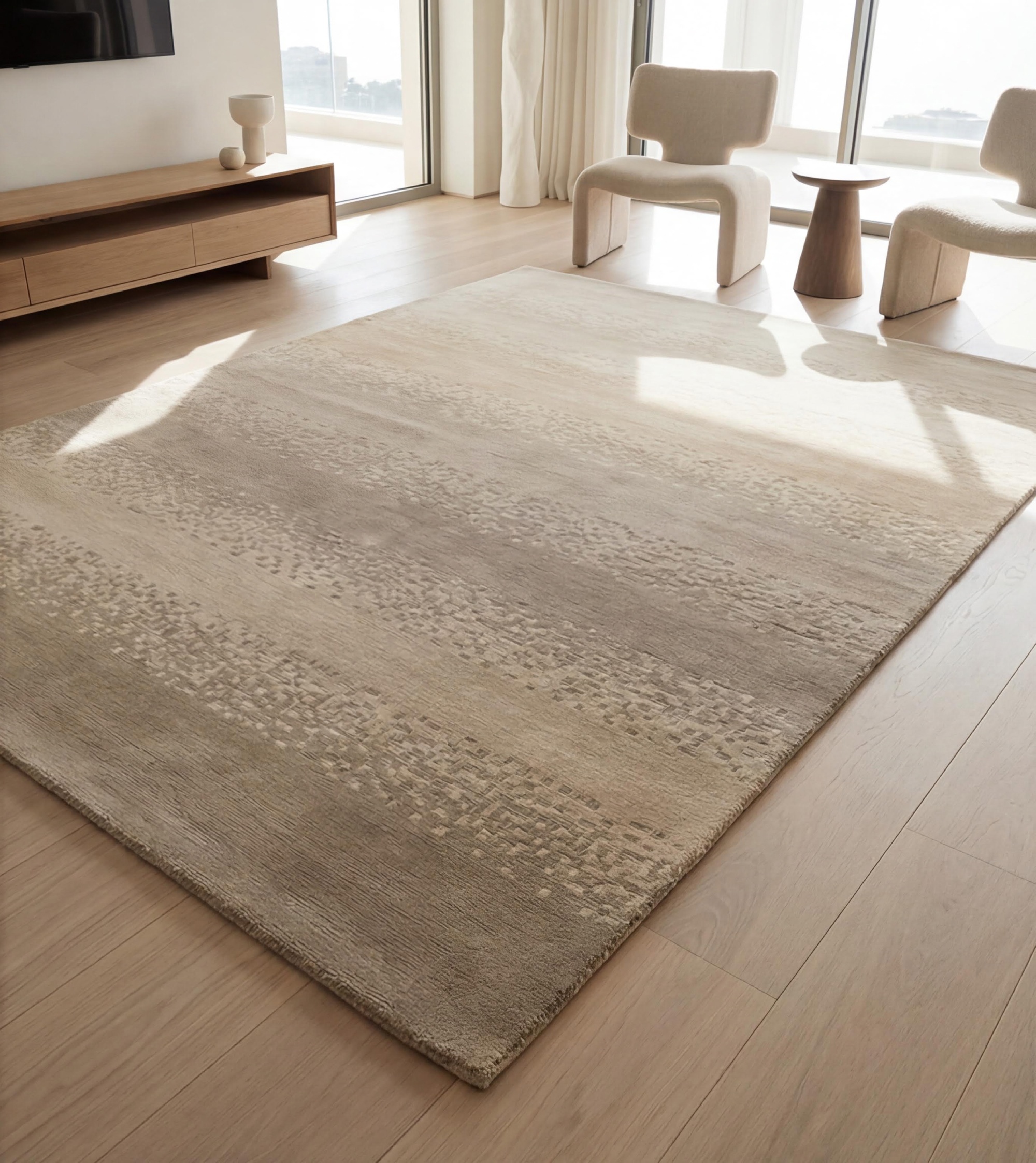 Soft Ombre Sand Handcrafted Rug