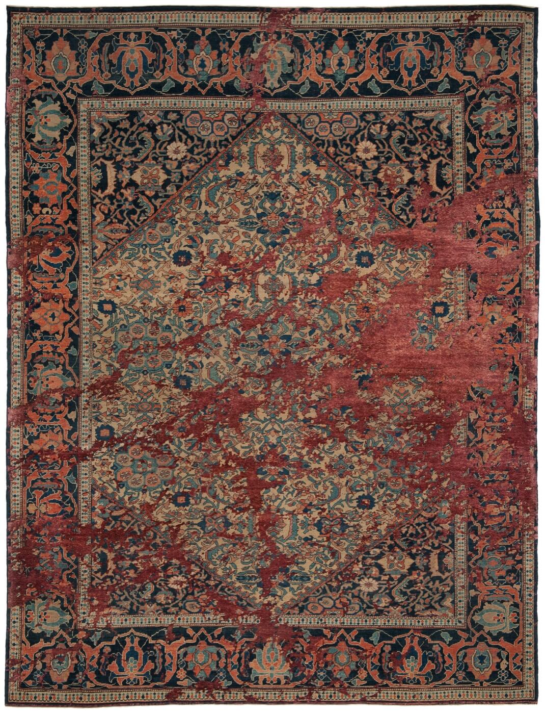 Red Hand Knotted Wool & Silk Rug