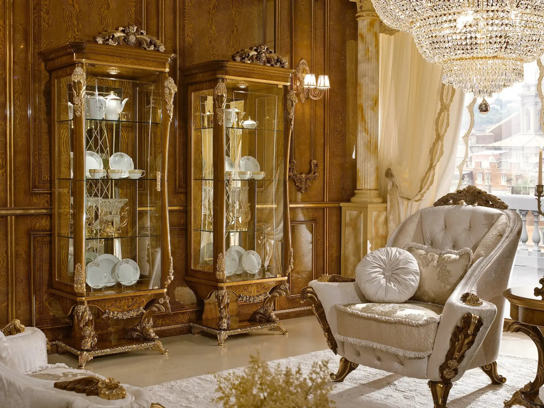 Italian Elegant Glass Display Cabinet