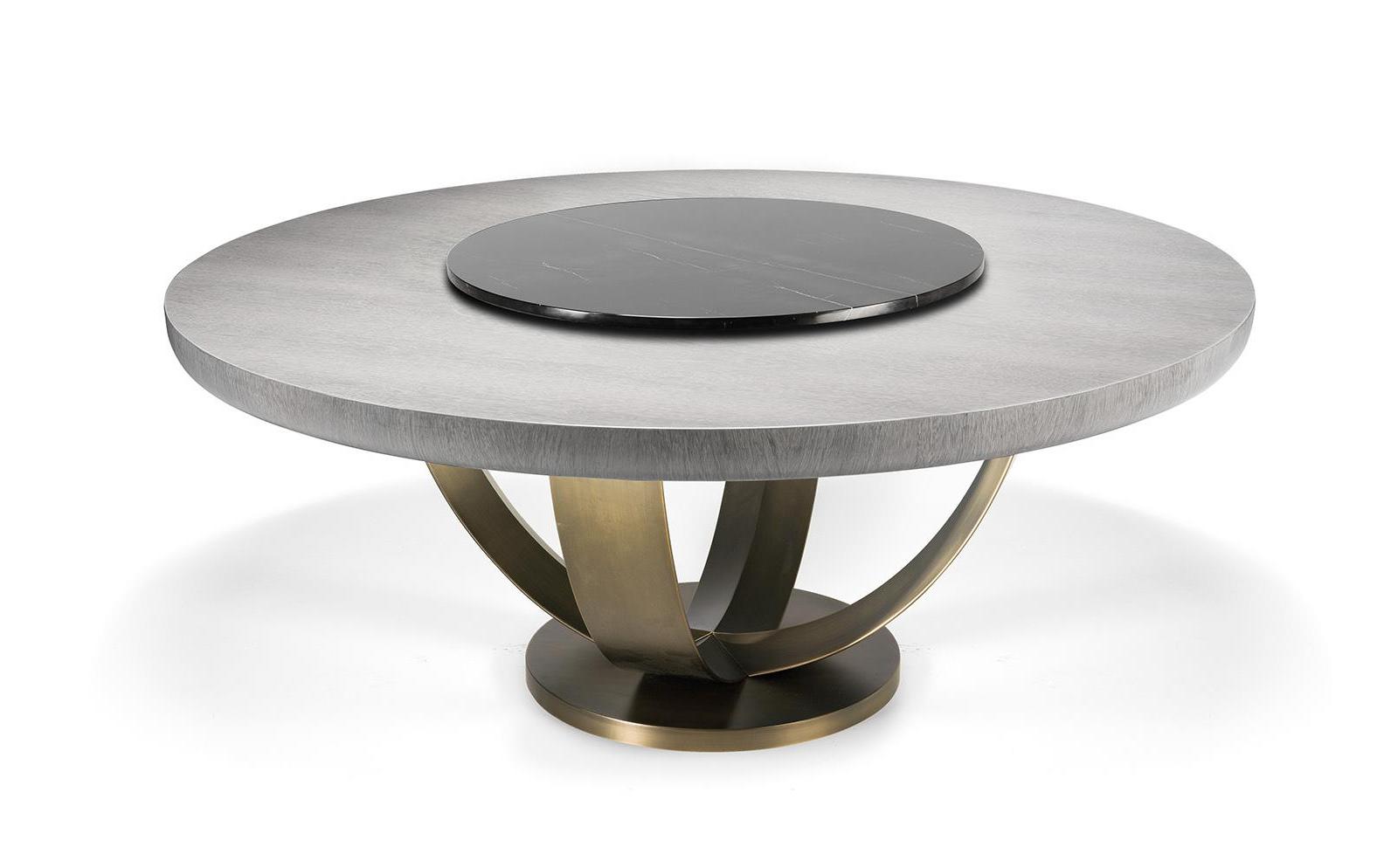 Round Dining Table with Bronze Base