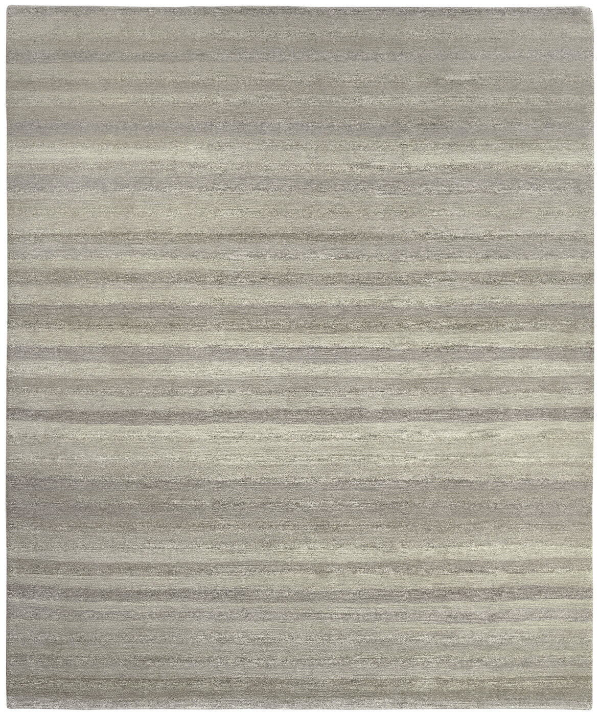 Grey Striped Hand-Knotted Rug