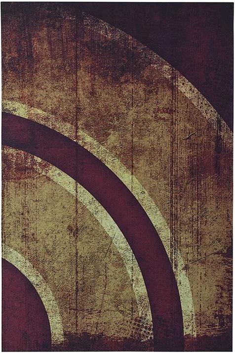 Abstract Gold / Red Rug ☞ Size: 200 x 290 cm