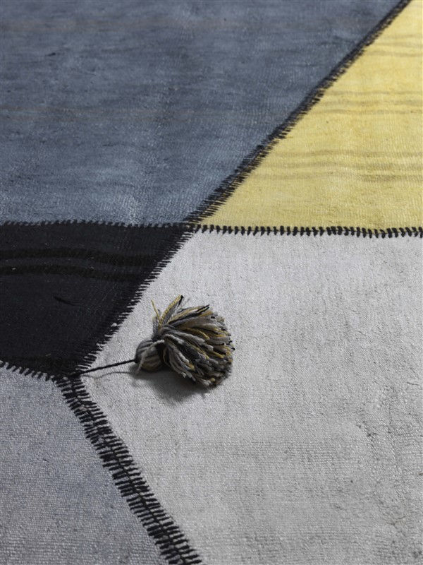 Patchwork Hemp Grey / Yellow Rug