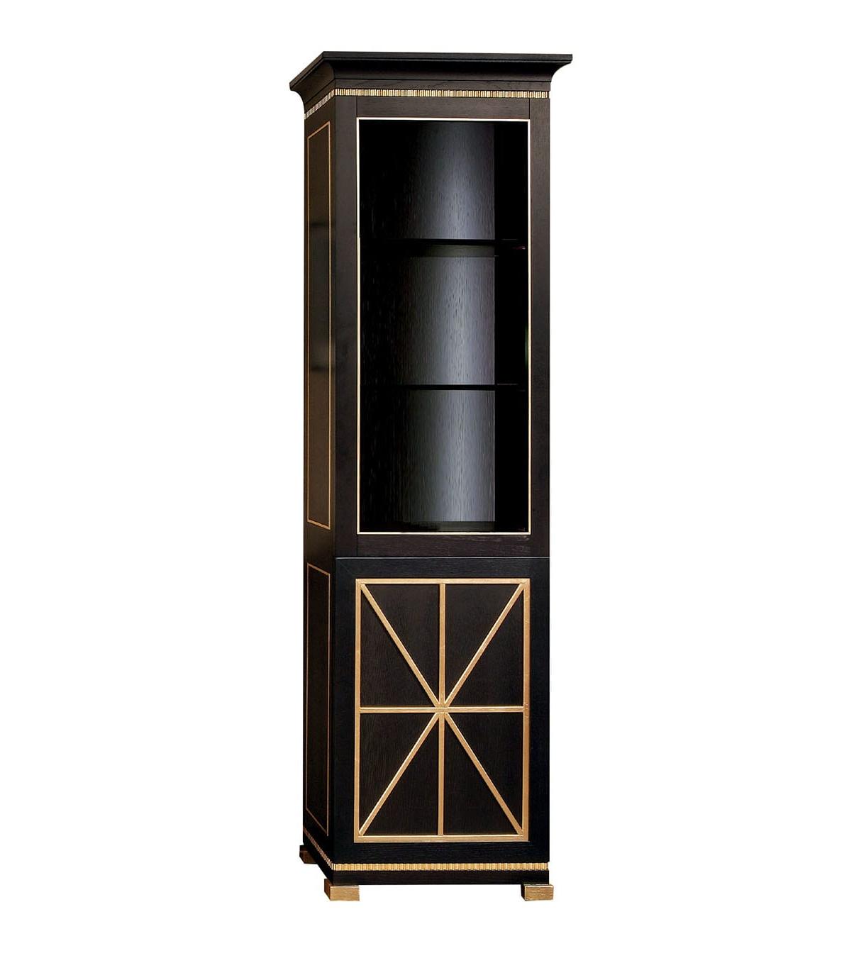 Tall Display Cabinet in Black Lacquered Wood