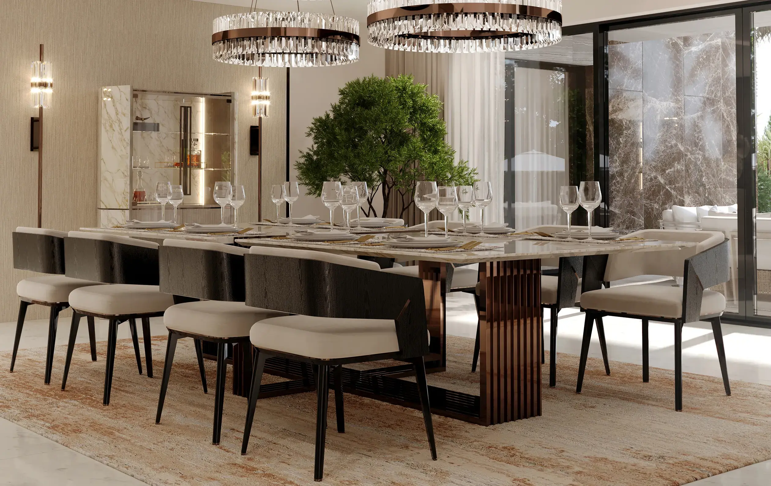 Whirlwind Black XL Dining Table - 1
