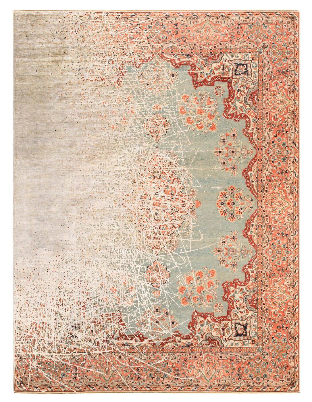 Red Hand Knotted Wool & Silk Rug