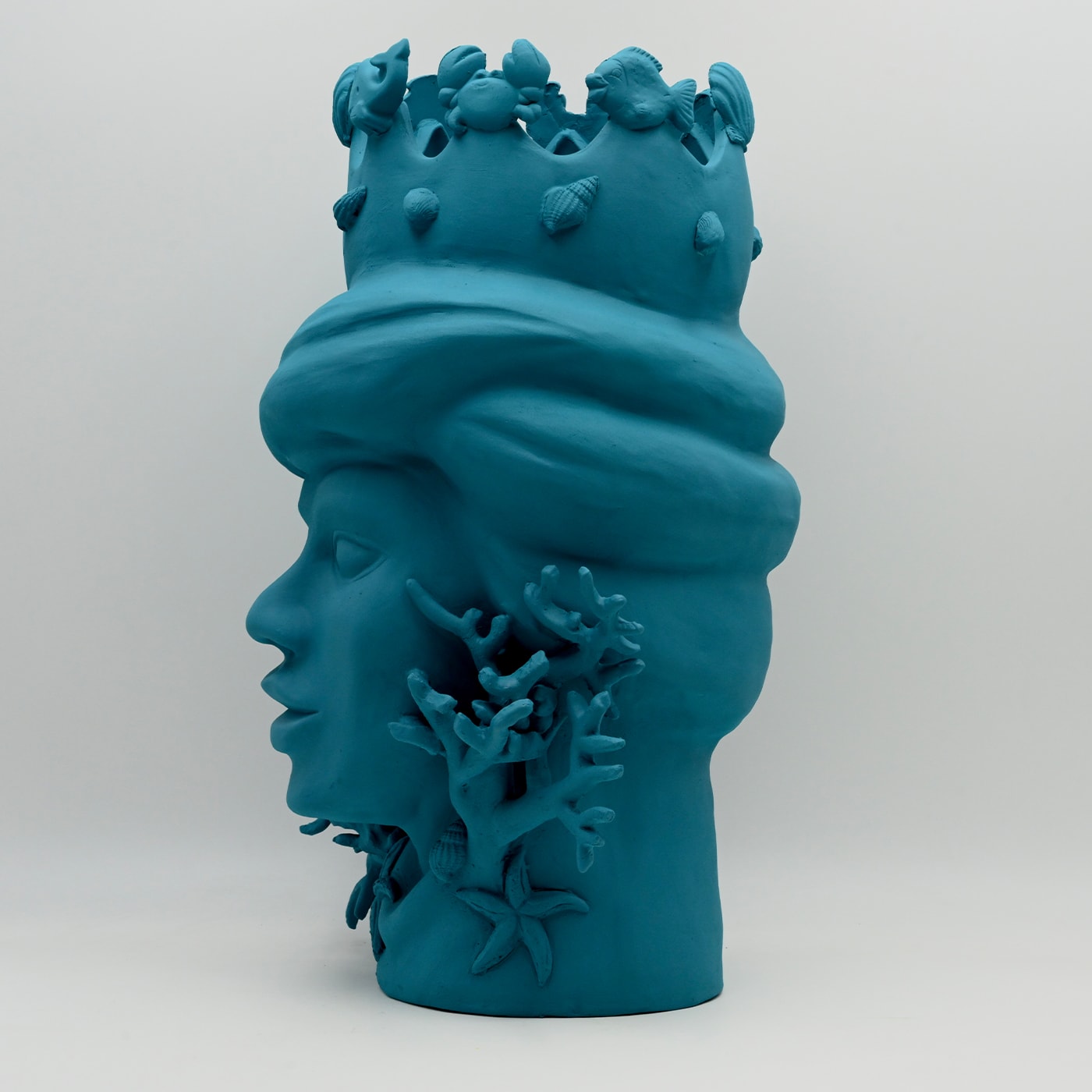 Moor's Head Teal Handmade Sculpture