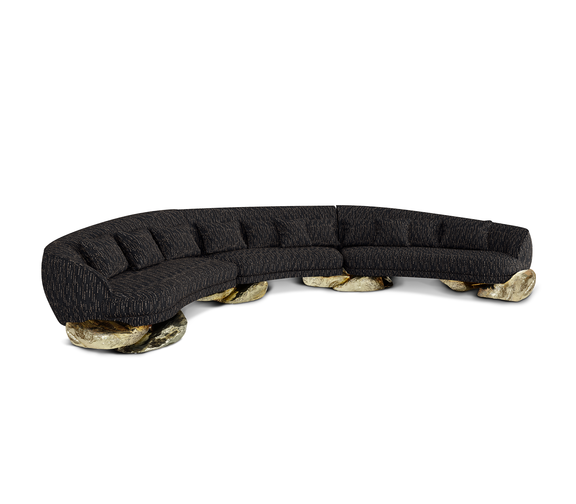 Angora Black Curved Sofa