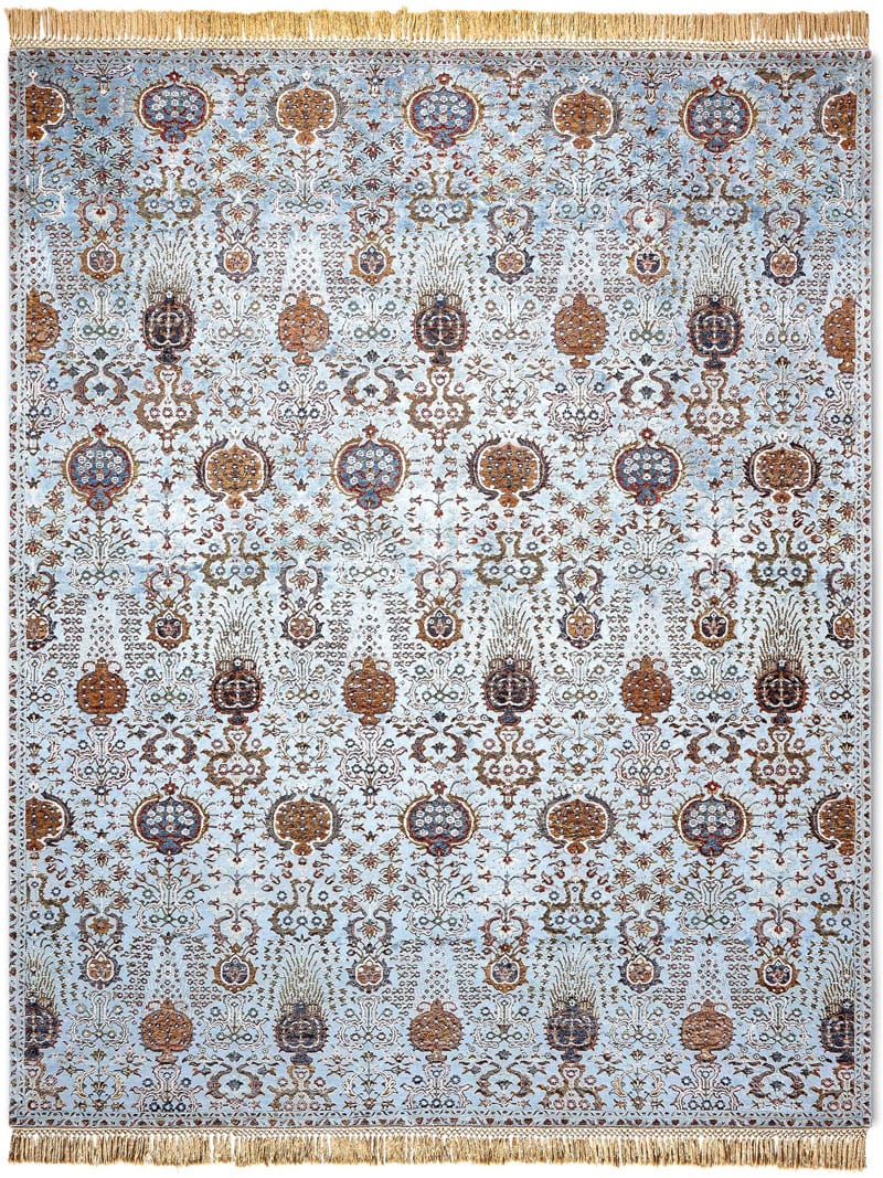 Isfahan Light Blue Hand-Woven Rug