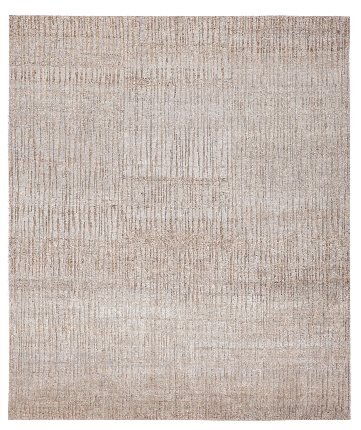 Hand-knotted Beige Silk & Wool Rug