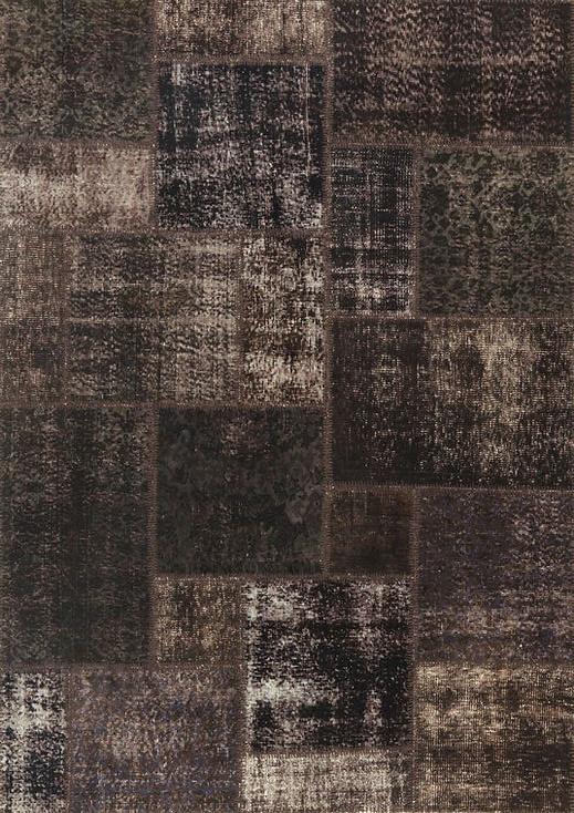 Dark Brown Patchwork Handmade Rug