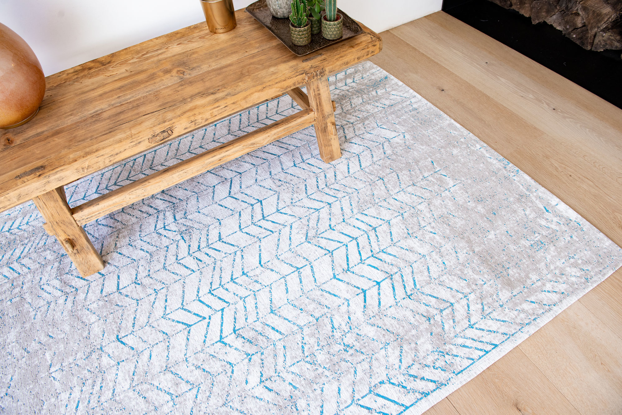 Blue & Grey Belgian Flatwoven Rug