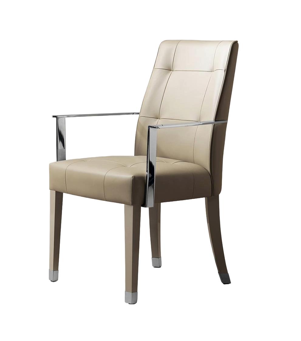 Leather Armchair with Metal Armrests