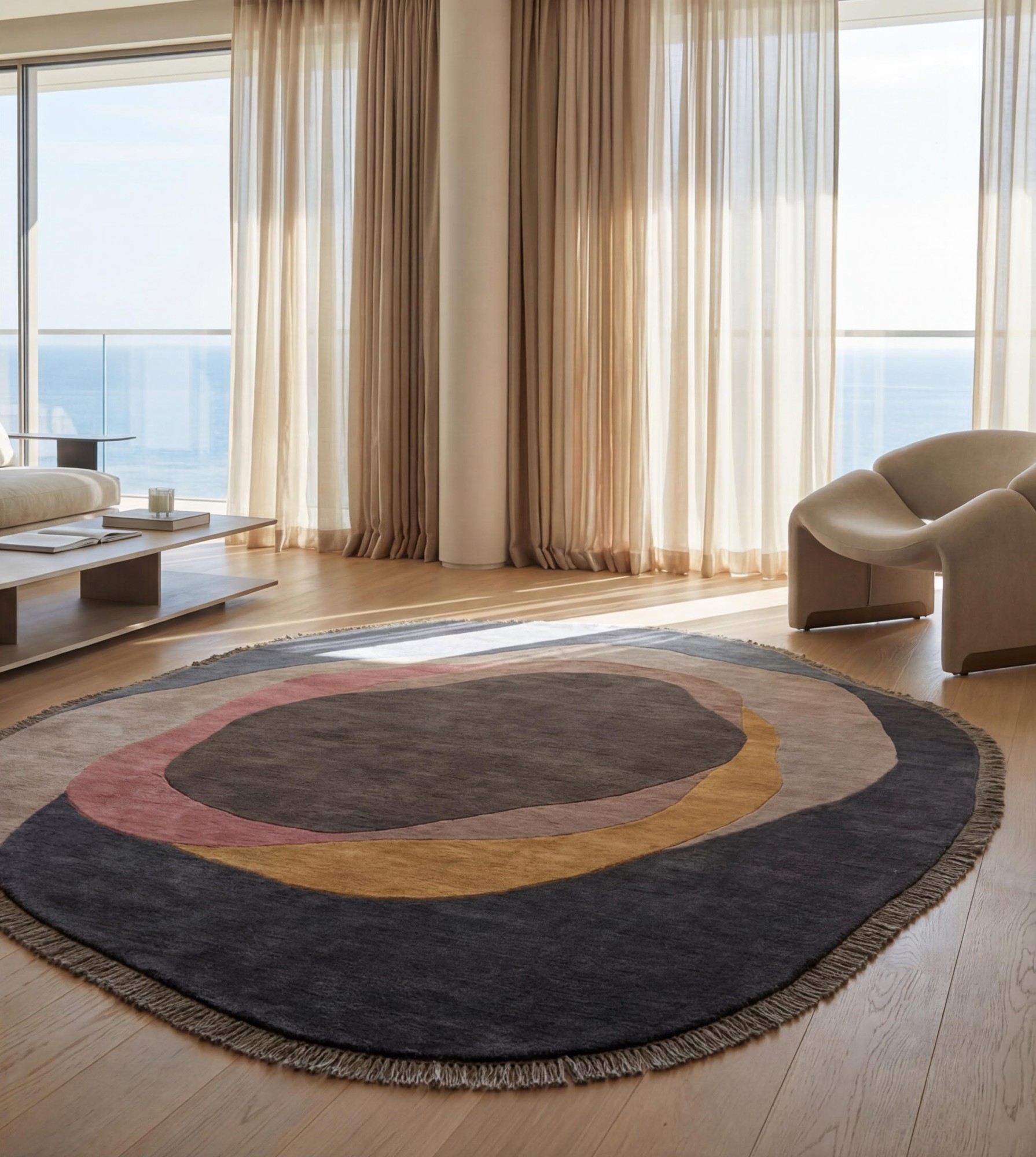 Organic Orbit Midnight Handcrafted Rug