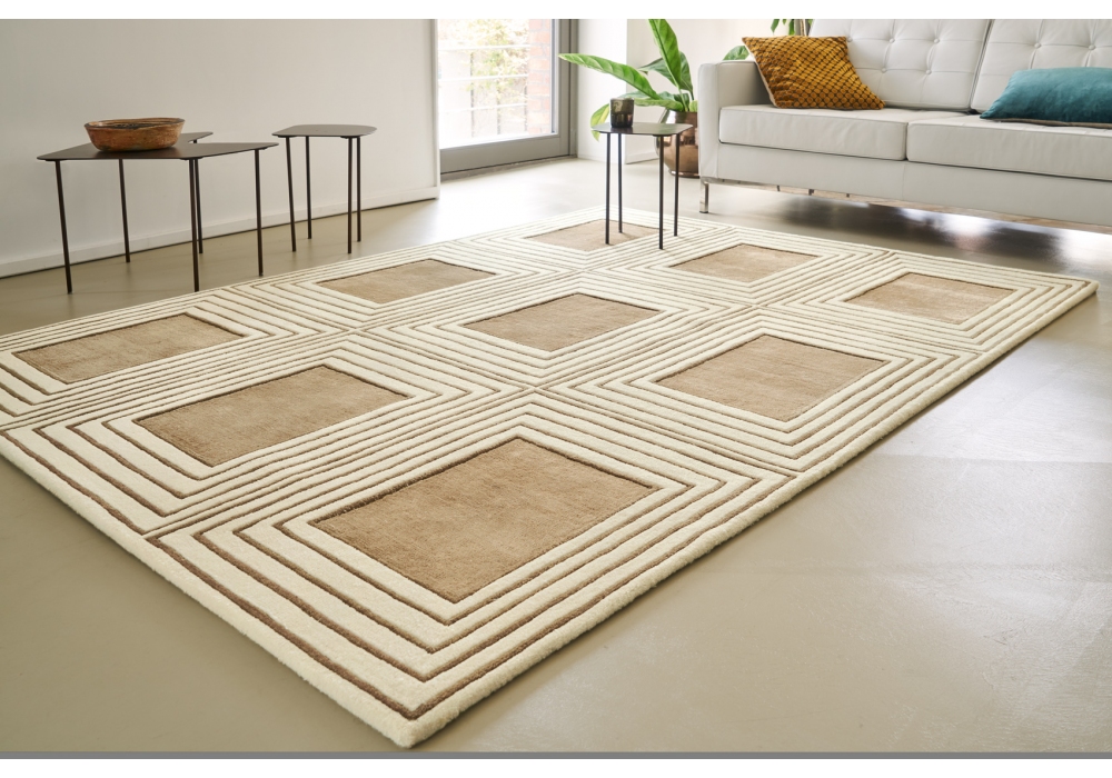 Boxes Wool / Viscose Hand-Tufted Geometric Rug