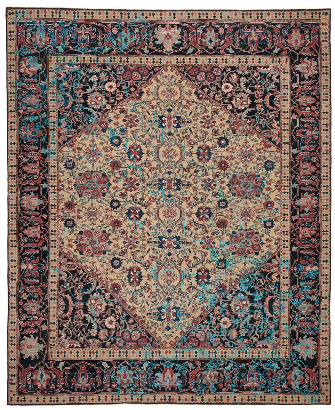 Multicolour Hand Knotted Wool & Silk Rug