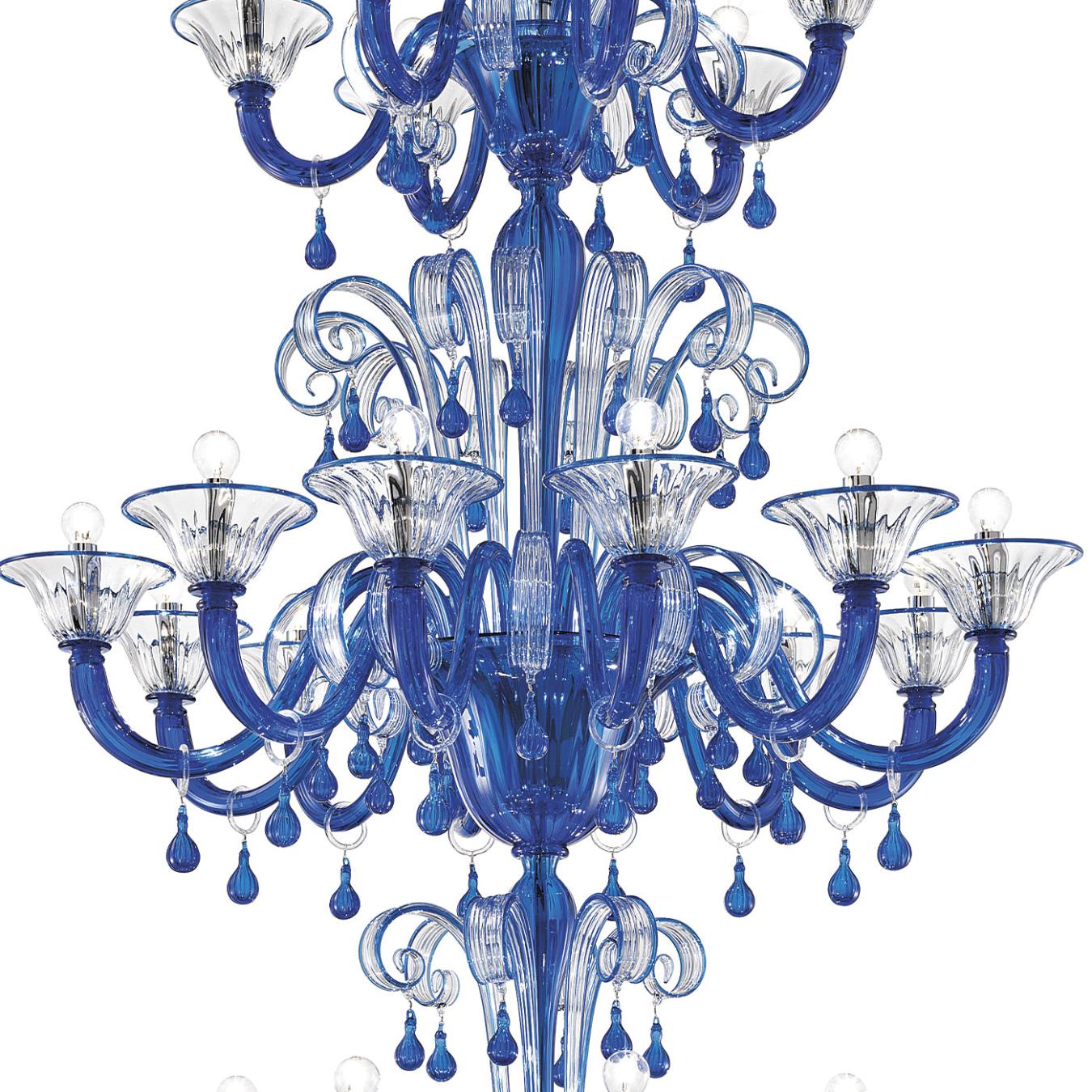 Classical Chandelier in Pale Blue Murano Glass