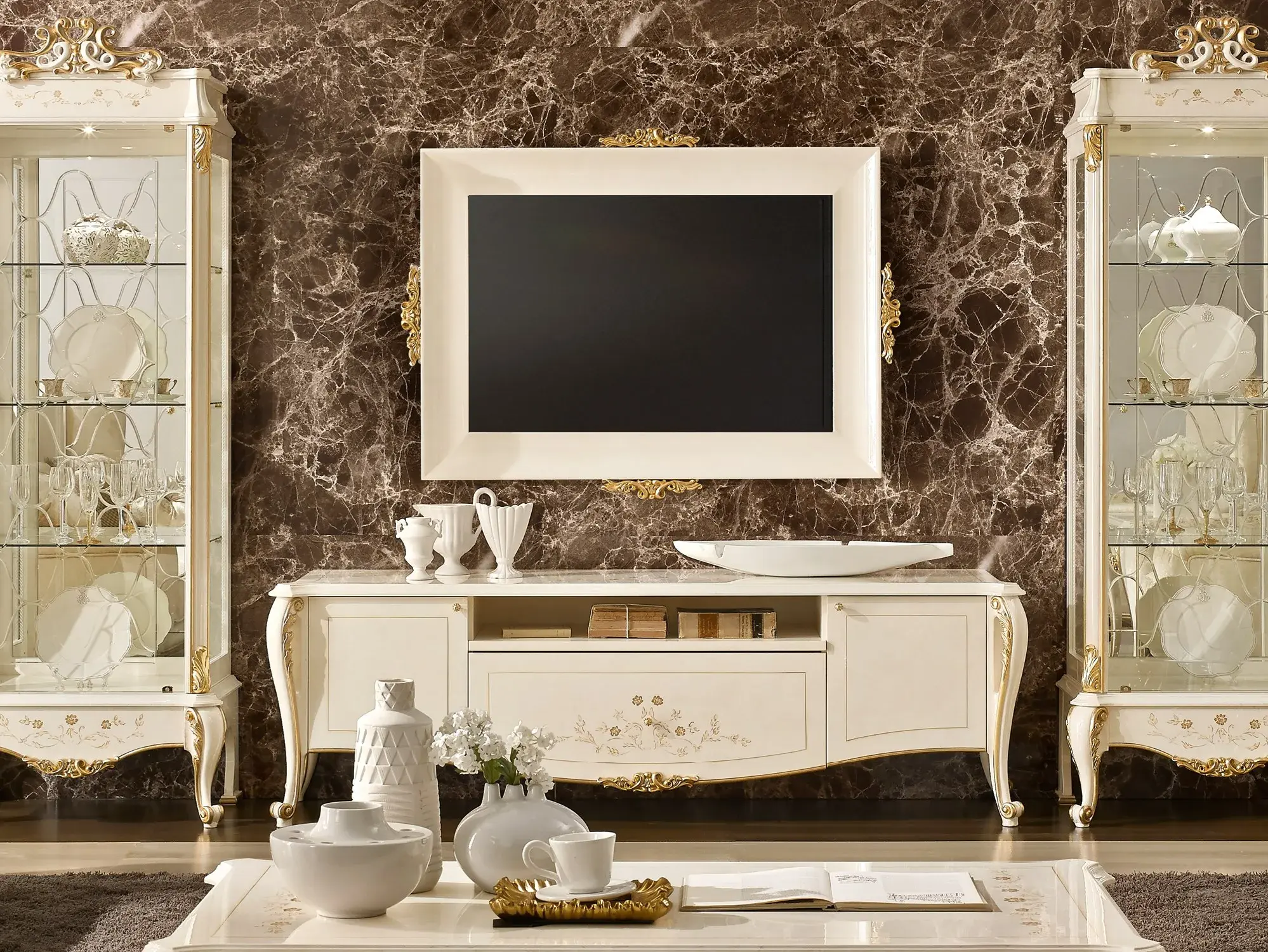 Italian Ivory TV Cabinet