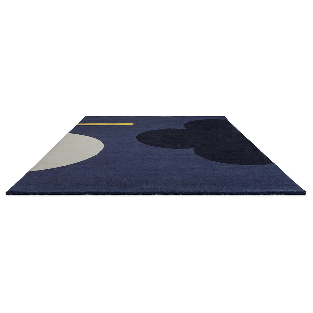 Flower Navy Designer Wool Rug