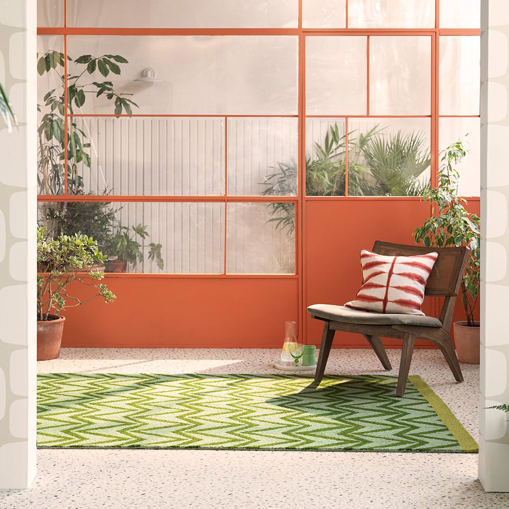 Green Flat Weave Outdoor Rug
