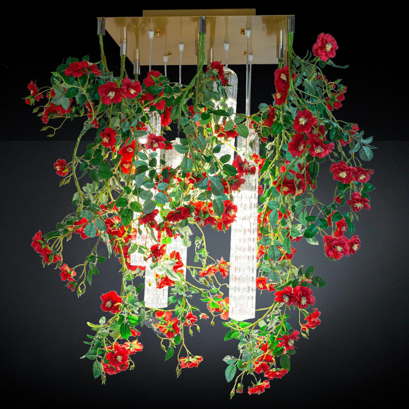 Red Roses Square Chandelier