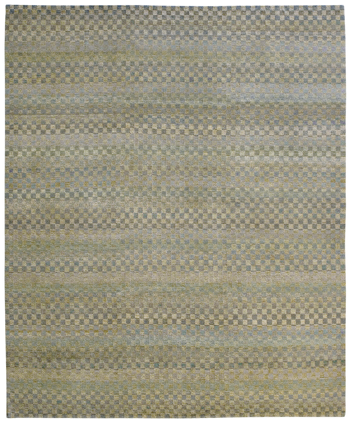 Hand-Knotted Checkered Rug