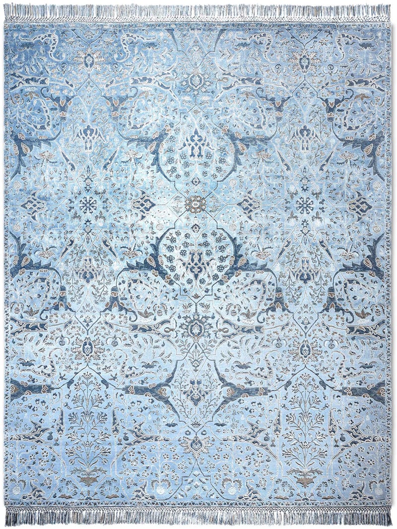 Teheran Blue Hand-Woven Rug ☞ Size: 122 x 183 cm