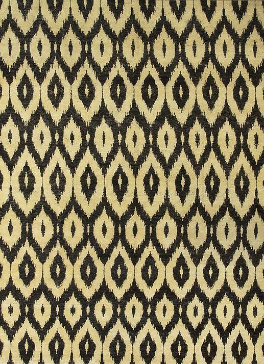 Ikat Hand Woven Wool Yellow Rug