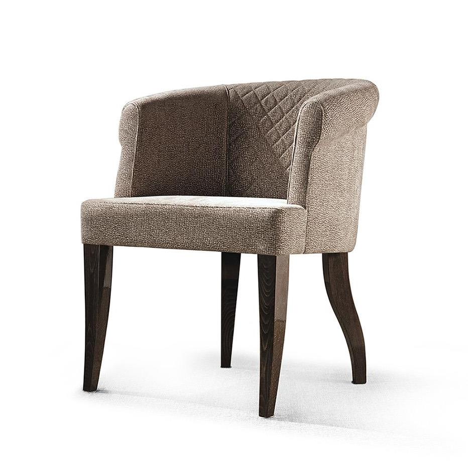 Rounded Armchair with Geometric Stitching