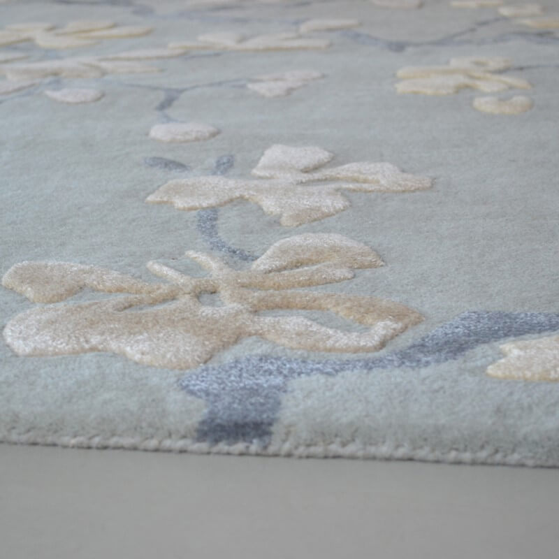 Anthea Blue Wool / Viscose Rug ☞ Size: 6' 7" x 9' 2" (200 x 280 cm)