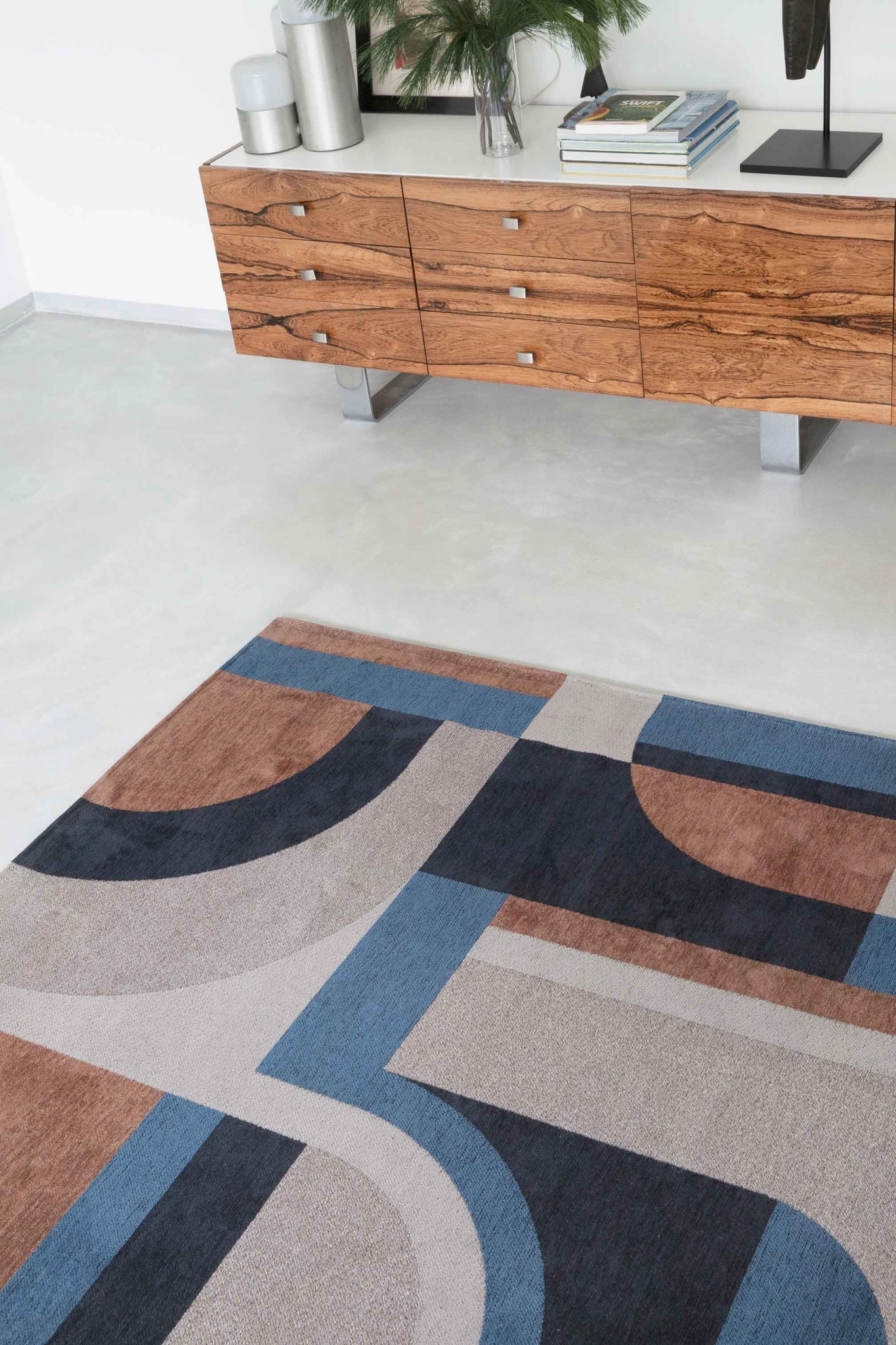 Geometric Blue Flatwoven Rug