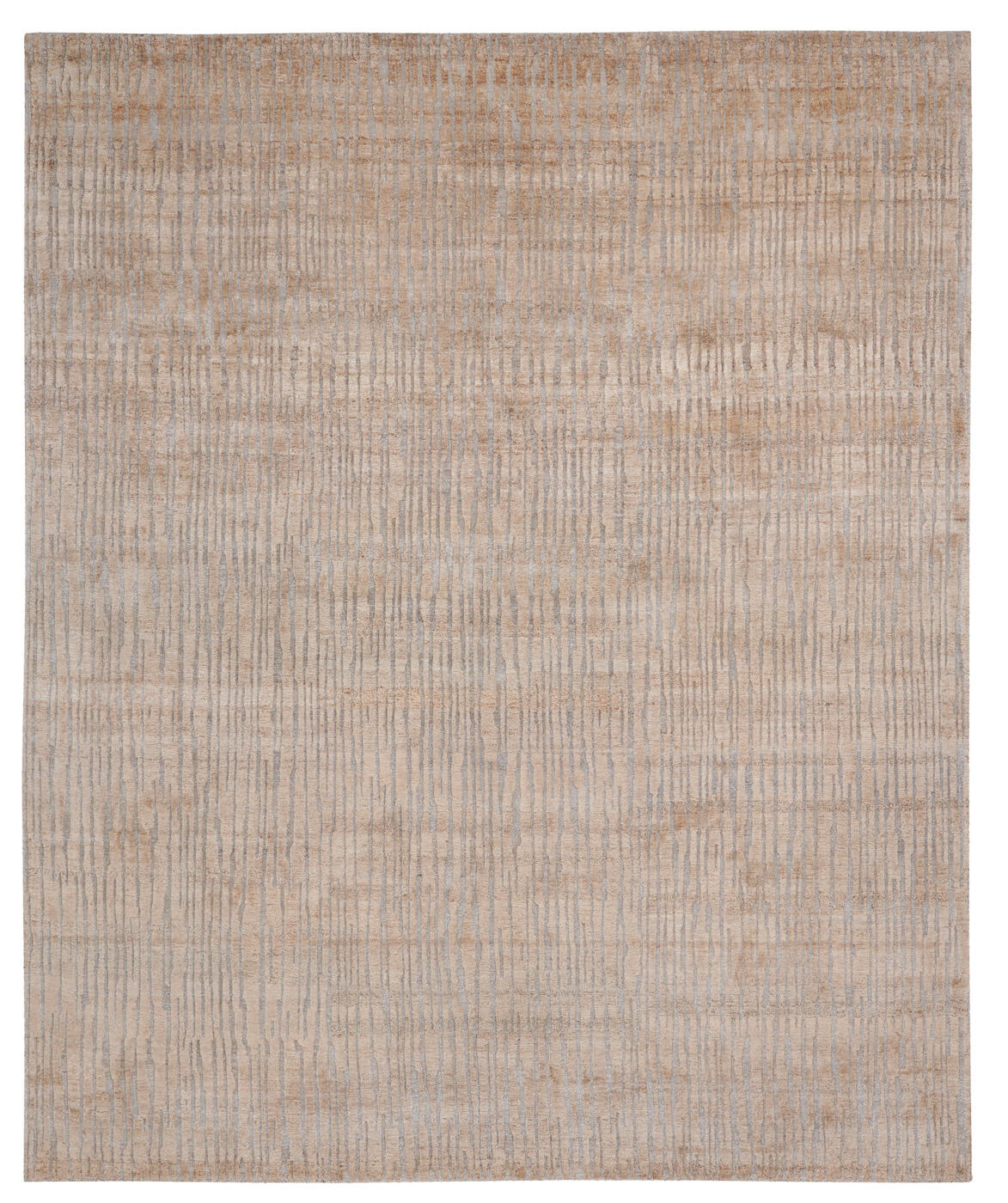 Hand-knotted Beige Silk & Wool Rug