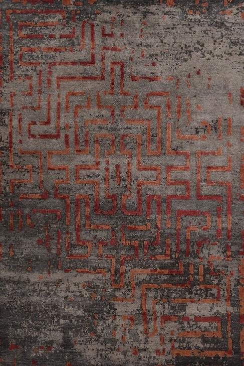 Handmade Luxury Bamboo Silk Abstract Indian Rug