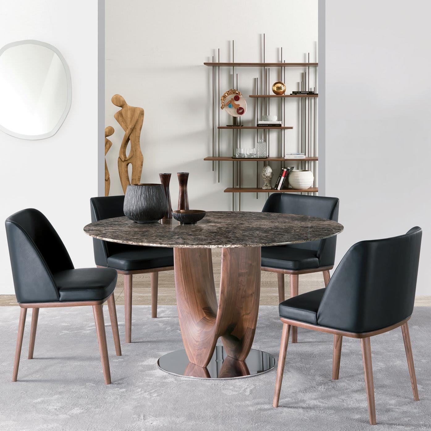 Axis Marble-Top Round Dining Table