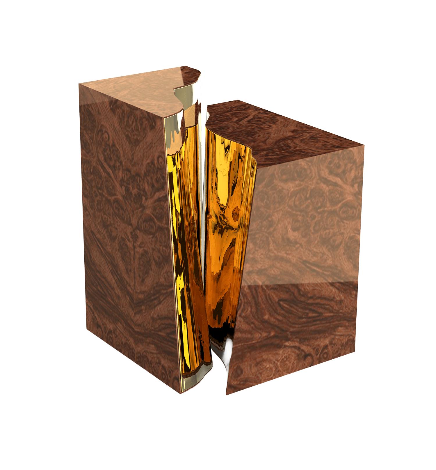 Fissure Walnut Side Table