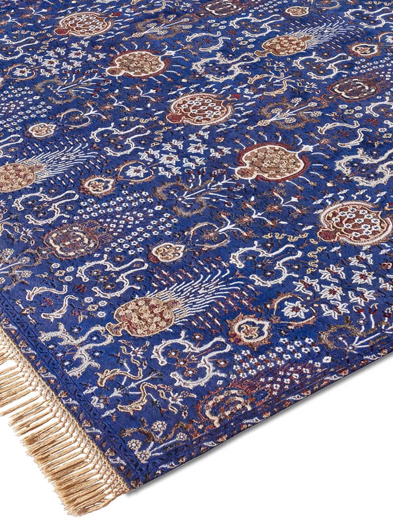 Isfahan Blue Hand-Woven Rug ☞ Size: 305 x 427 cm