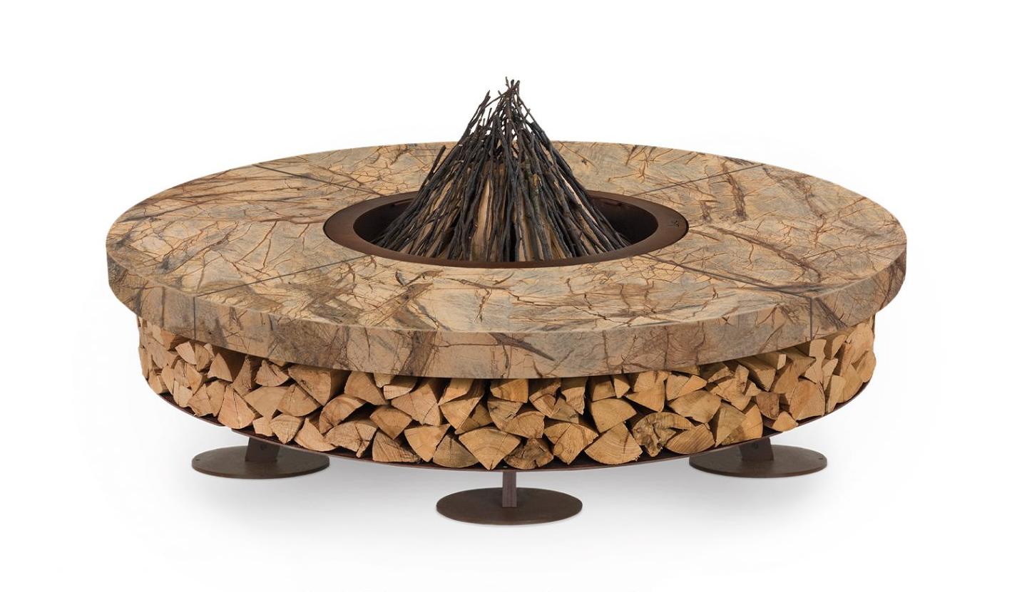 Ercole Marble Brown Outdoor Italian Fire Pit | Dimensions: Ø 150 cm
