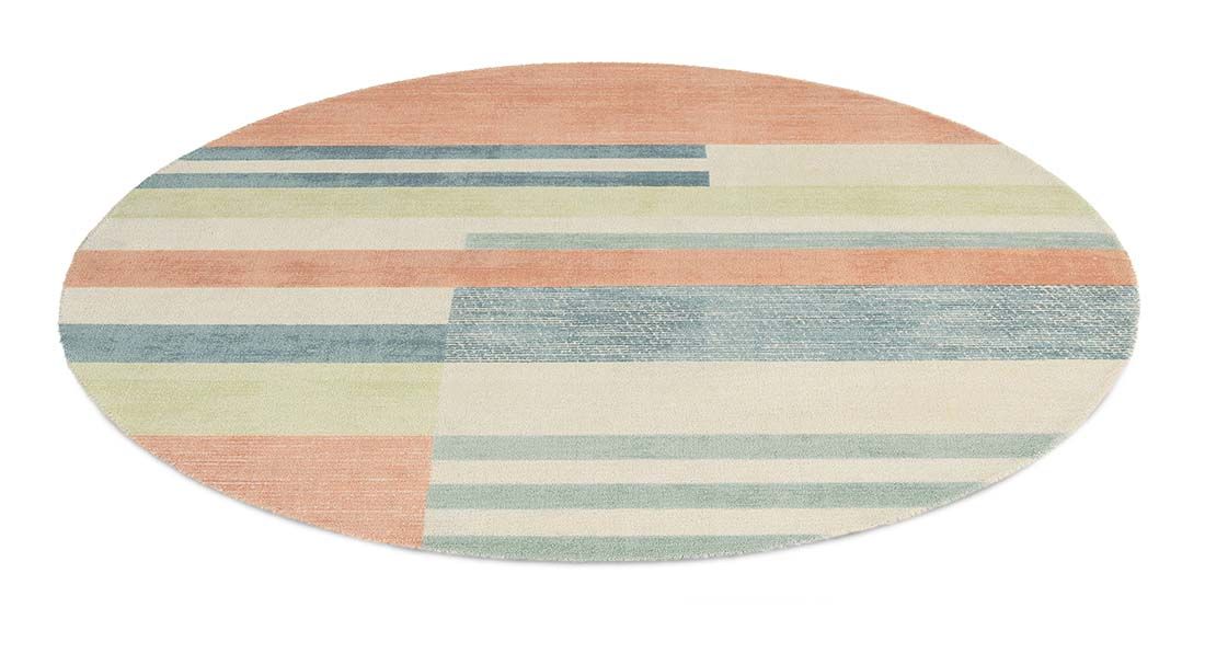 Straight Lines Handloom Wool Circle Rug