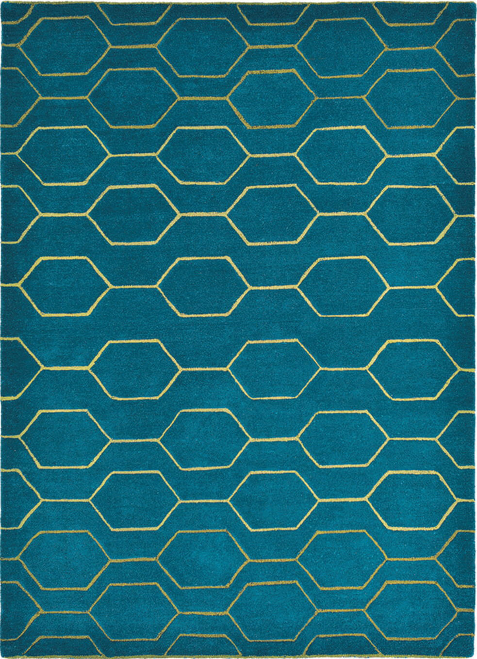 Hand-Tufted Teal Cut-Loop Pile Rug