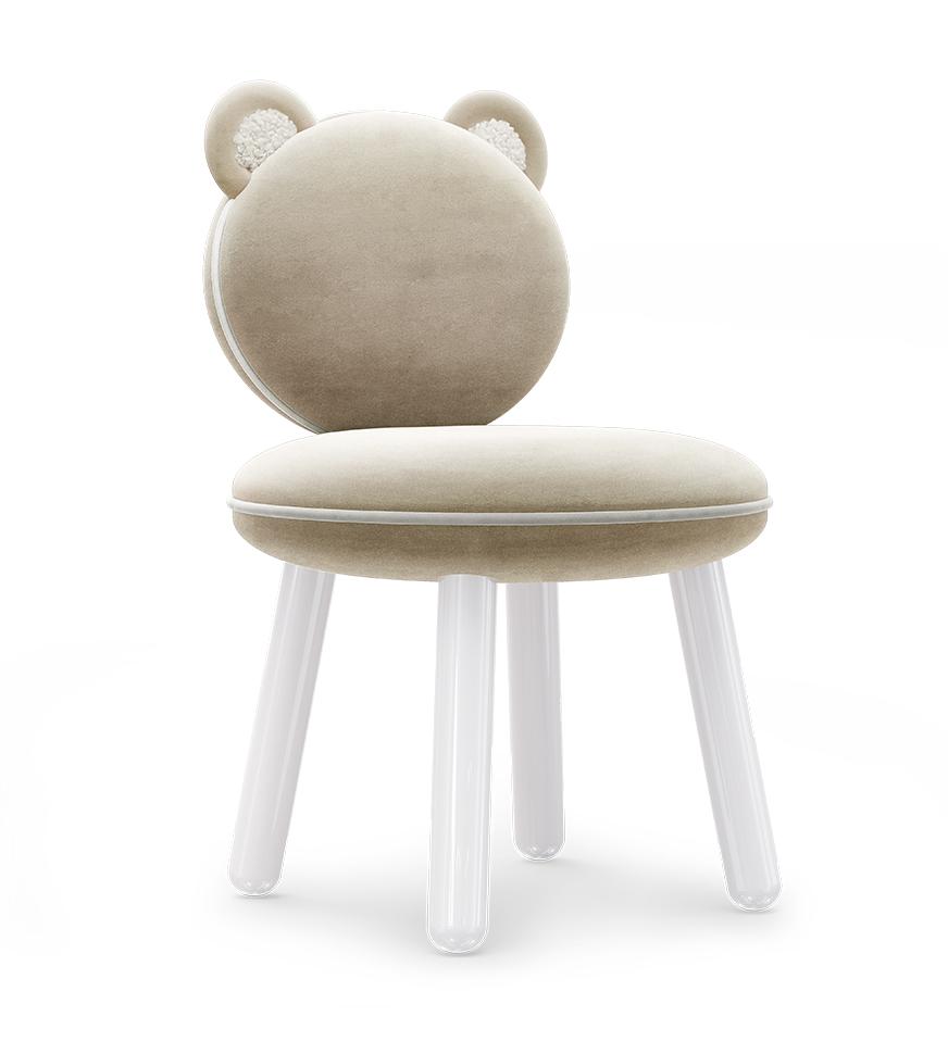 Fluffy Bear Cream Kids Chair