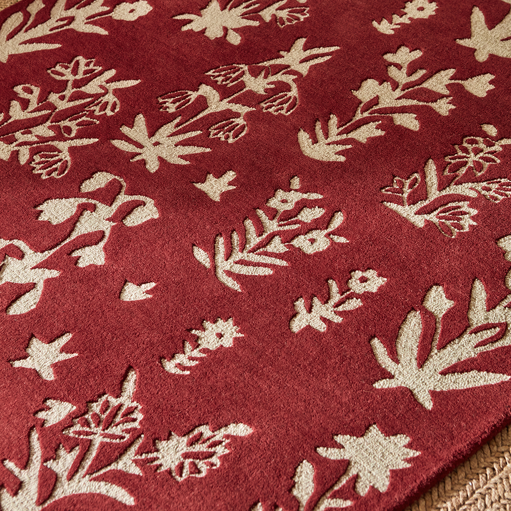 Woodland Glade Damson Red Rug