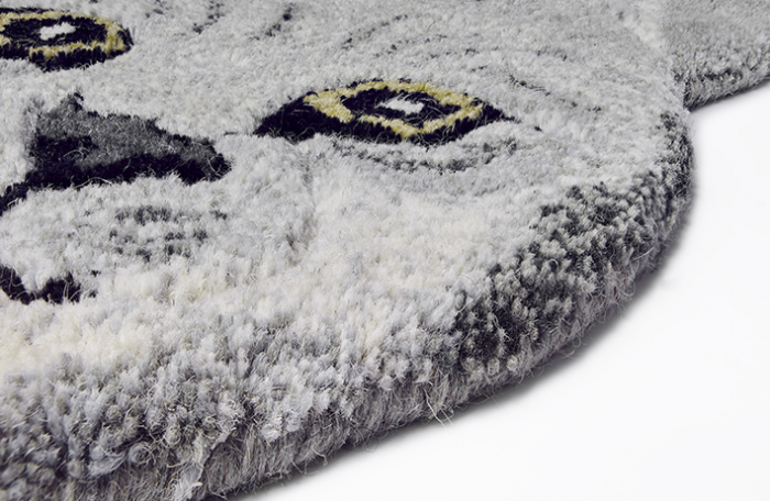 Animals Cat Grey Hand-Tufted Rug